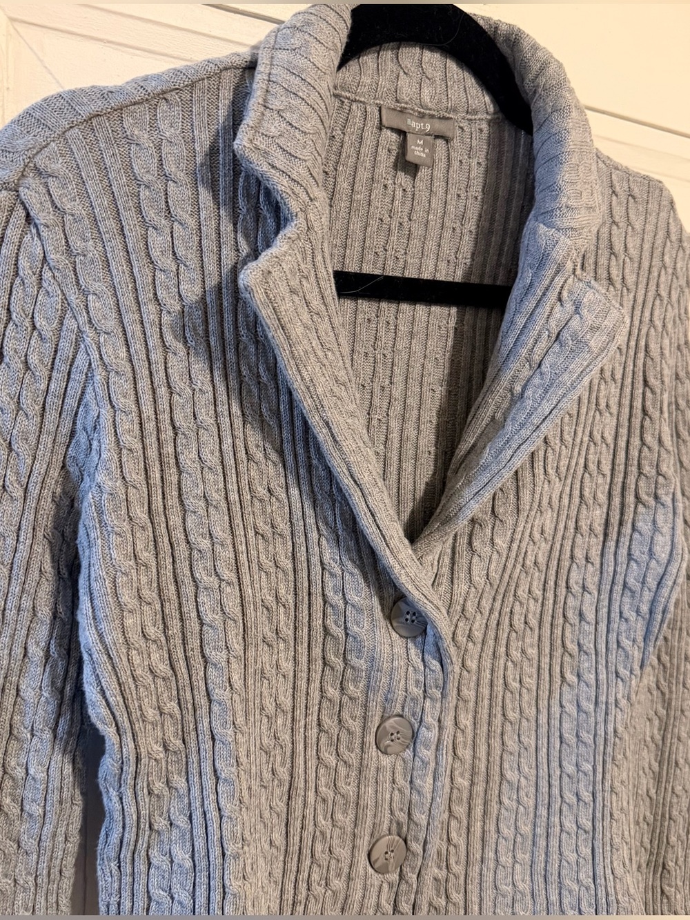 Apt. 9 Gray Cable Knit Blazer Style Cardigan Size M - Picture 7 of 11